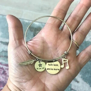 Talk Less, Smile More Hamilton Musical Charm Bangle Bracelet NWT
